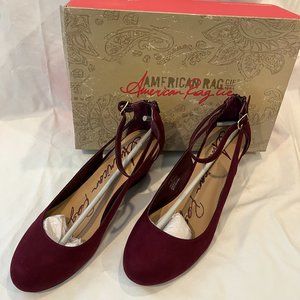 American Rag Amiley Sueded Wedge Ankle Strap Shoes